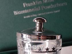 Franklin Mint 1776-1976 POWDERHORN Gun War Sterling Silver + Baccarat Crystal