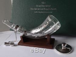 Franklin Mint 1776-1976 POWDERHORN Gun War Sterling Silver + Baccarat Crystal