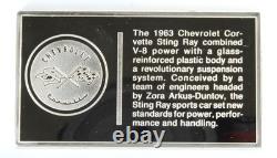 Franklin Mint 1963 Chevrolet Chevy Corvette Sting Ray Sterling Silver Car Bar