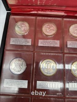 Franklin Mint 1967 Lot of 34 Sterling Silver Proof Presidential Coins with Case