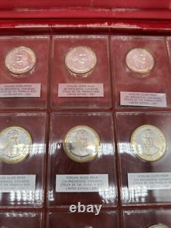 Franklin Mint 1967 Lot of 34 Sterling Silver Proof Presidential Coins with Case