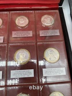 Franklin Mint 1967 Lot of 34 Sterling Silver Proof Presidential Coins with Case