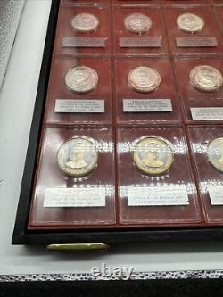 Franklin Mint 1967 Lot of 34 Sterling Silver Proof Presidential Coins with Case