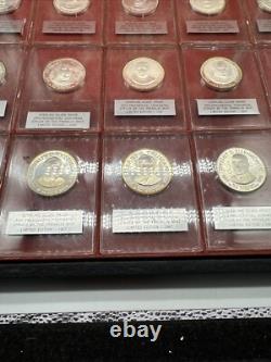 Franklin Mint 1967 Lot of 34 Sterling Silver Proof Presidential Coins with Case