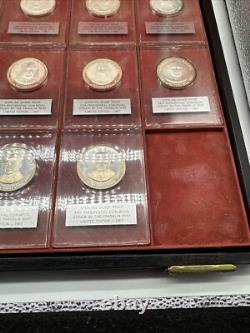 Franklin Mint 1967 Lot of 34 Sterling Silver Proof Presidential Coins with Case