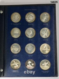 Franklin Mint 1970 America In Space 36 Medal Set In Album Sterling Silver! #14625