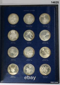 Franklin Mint 1970 America In Space 36 Medal Set In Album Sterling Silver! #14625