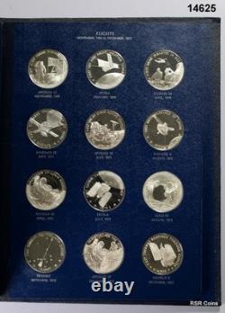 Franklin Mint 1970 America In Space 36 Medal Set In Album Sterling Silver! #14625