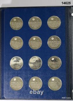Franklin Mint 1970 America In Space 36 Medal Set In Album Sterling Silver! #14625