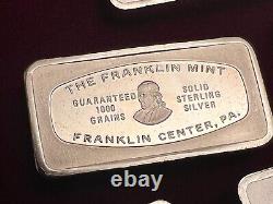 Franklin Mint 1970 Limited Edition Proof Set 50 sterling silver bars