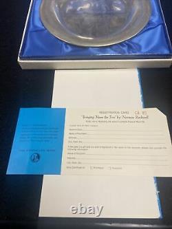 Franklin Mint 1970 N. Rockwell Bringing Home the Tree Sterling Silver Plate BN