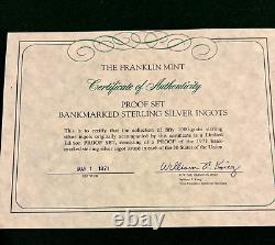 Franklin Mint 1971 Bank Sterling Silver-Ingot Sterling 29/50 With Display Case