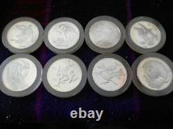Franklin Mint 1971 Roberts Birds. 925 sterling silver coins set of 8
