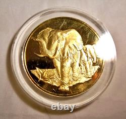 Franklin Mint 1972 East African Elephants. 925 Sterling Silver 24kt Ep Proof