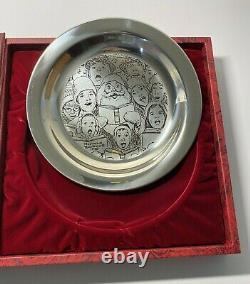 Franklin Mint 1972 Rockwell 7.2oz Sterling Silver Christmas Plate The Carolers