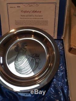 Franklin Mint 1972 Solid Sterling Silver Plate Mother and Child in original box
