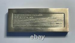 Franklin Mint 1972 Sterling Silver 1000 gms Bar, 1st Time Dow Jones 1000 Points