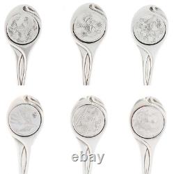 Franklin Mint 1972 Sterling Silver 12 Days Christmas Spoon Set Holiday Decor Nib