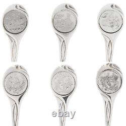 Franklin Mint 1972 Sterling Silver 12 Days Christmas Spoon Set Holiday Decor Nib
