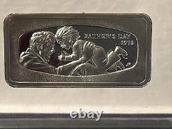 Franklin Mint 1973 Father's Day 2.08 oz Sterling Silver Bar Ingot In Plexi Stand