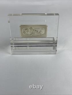 Franklin Mint 1973 Father's Day Sterling Silver Bar Ingot in Stand / Paperweight