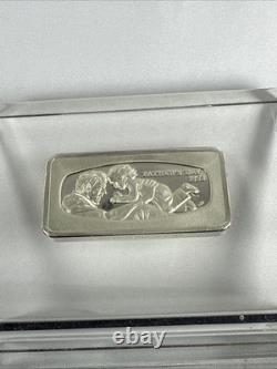 Franklin Mint 1973 Father's Day Sterling Silver Bar Ingot in Stand / Paperweight