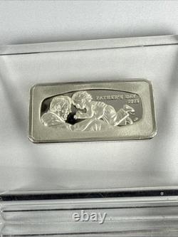 Franklin Mint 1973 Father's Day Sterling Silver Bar Ingot in Stand / Paperweight