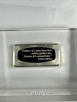 Franklin Mint 1973 Father's Day Sterling Silver Bar Ingot in Stand / Paperweight