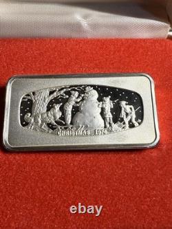 Franklin Mint 1974 1977.925 Silver Christmas Ingots with Boxes & COAs 3.12oz