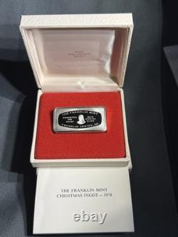Franklin Mint 1974 1977.925 Silver Christmas Ingots with Boxes & COAs 3.12oz