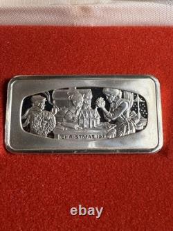 Franklin Mint 1974 1977.925 Silver Christmas Ingots with Boxes & COAs 3.12oz