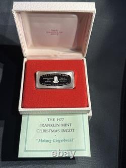 Franklin Mint 1974 1977.925 Silver Christmas Ingots with Boxes & COAs 3.12oz
