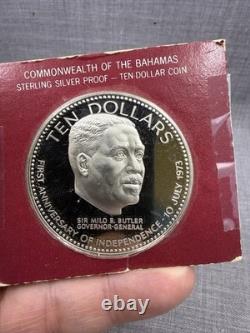 Franklin Mint 1974 Commonwealth of the Bahamas Sterling Silver. 925 $10 Coin
