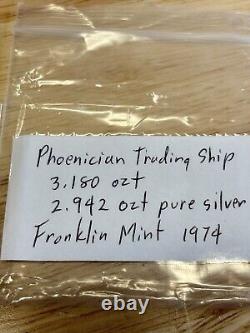 Franklin Mint 1974 Phoenician Trading Ship Sterling 3.18 oz Silver