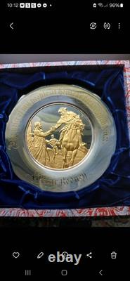 Franklin Mint 1975 Caesar Rodney Bicentennial Commemorative Plate Sterling /Gold