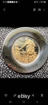 Franklin Mint 1975 Caesar Rodney Bicentennial Commemorative Plate Sterling /Gold