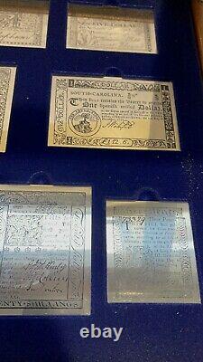 Franklin Mint 1976 Bicentennial 13 Colony Colonial Currency Sterling Silver Set