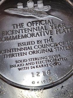 Franklin Mint 1976 John Hancock Bicentennial Commemorative Plate Sterling