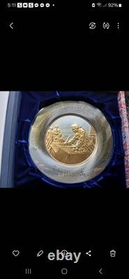 Franklin Mint 1976 John Hancock Bicentennial Commemorative Plate Sterling/Gold