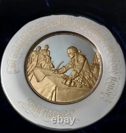 Franklin Mint 1976 John Hancock Bicentennial Commemorative Plate Sterling/Gold