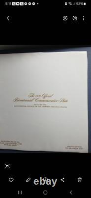 Franklin Mint 1976 John Hancock Bicentennial Commemorative Plate Sterling/Gold