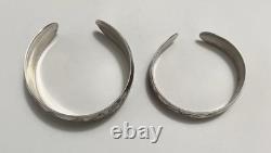 Franklin Mint 1978 Sterling Silver Rose Flower Mother Child Sz Cuff Bracelet Set