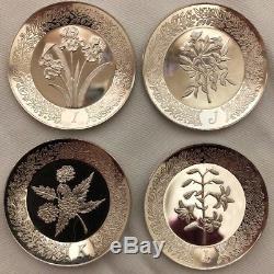 Franklin Mint 1979 Sterling Silver 925, 26 Mini Floral Alphabet Plate Collection