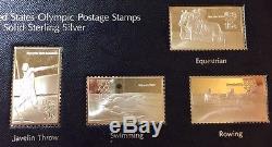 Franklin Mint 1980 Olympics Lake Placid solid sterling silver Postage Stamp Set
