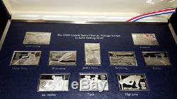 Franklin Mint 1980 Olympics Lake Placid solid sterling silver postage stamp set