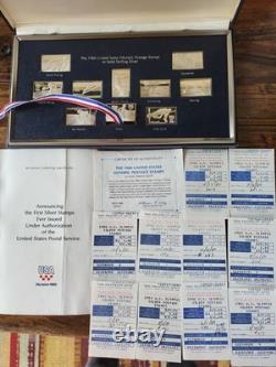 Franklin Mint 1980 United States Olympic Postage Stamps In Solid Sterling Silver