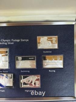 Franklin Mint 1980 United States Olympic Postage Stamps In Solid Sterling Silver