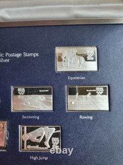 Franklin Mint 1980 United States Olympic Postage Stamps In Solid Sterling Silver