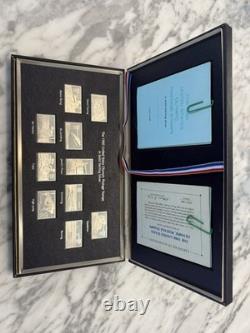 Franklin Mint 1980 United States Olympic Postage Stamps In Solid Sterling Silver