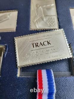 Franklin Mint 1980 United States Olympic Postage Stamps In Solid Sterling Silver
